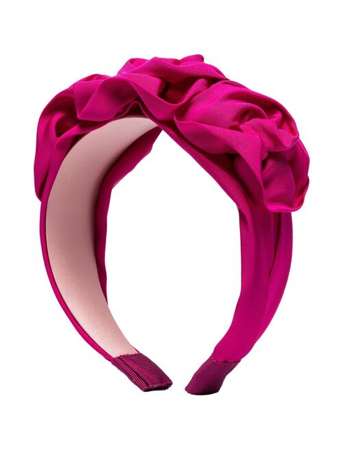 Jennifer Behr Triple Rosette silk faille headband