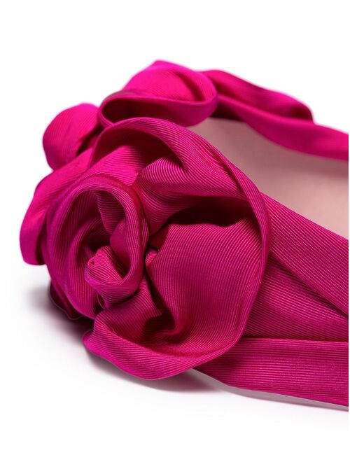 Jennifer Behr Triple Rosette silk faille headband