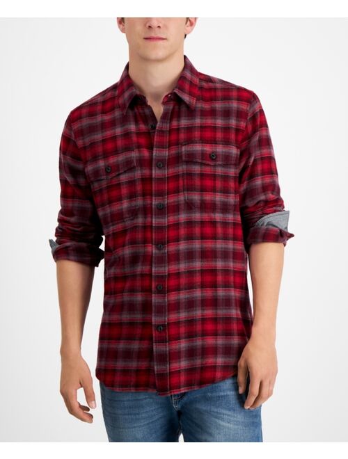 SUN + STONE Men's Plaid Flannel Shirt, Created for Macy's