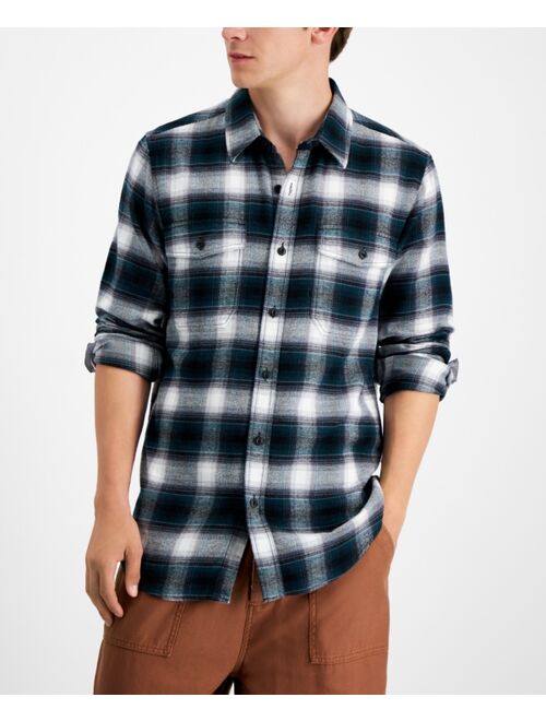 SUN + STONE Men's Plaid Flannel Shirt, Created for Macy's