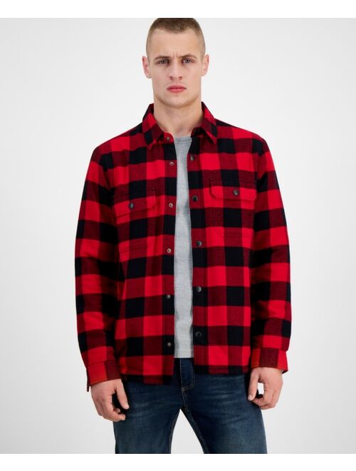 SUN + STONE Men's Carter Buffalo Plaid Long-Sleeve Button-Up Flannel Shirt Jacket