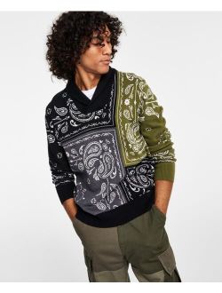 Men's Bandana Patch Sweater, Created for Macy's