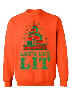 Let's Get Lit Ugly Christmas Sweater - Xmas Lighting Theme Holiday Season Sweatshirt for Men Women