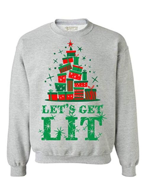 Awkward Styles Let's Get Lit Ugly Christmas Sweater - Xmas Lighting Theme Holiday Season Sweatshirt for Men Women