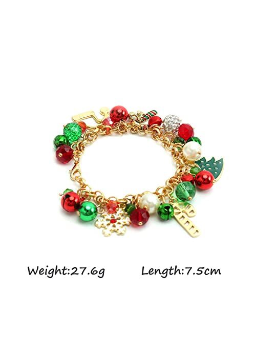 WHEZIVON Christmas Bracelet Jingle Bell Charm Adjustable Link Xmas Gift Jewelry Accessories for Women Girls Kids Teens Family 2022(Red)