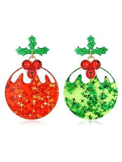 Hessawell Christmas Earrings for Women Christmas Tree Tassels Triple Stars Drop Dangle Earrings Statement Holiday Earrings Jewelry Hypoallergenic Lightweight Xmas Gifts f