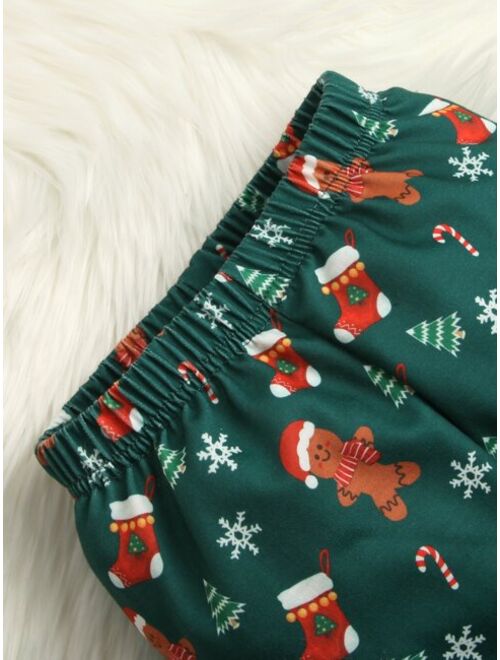 Shein Toddler Girls Christmas Print Pullover & Sweatpants