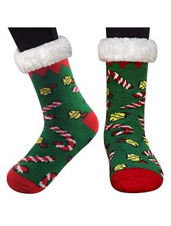 SIMIYA Slipper Socks for Women Men Christmas Fuzzy Socks with Grips Non Slip Fluffy Cozy Socks for Cold Winter Cute Holidy Warm Socks