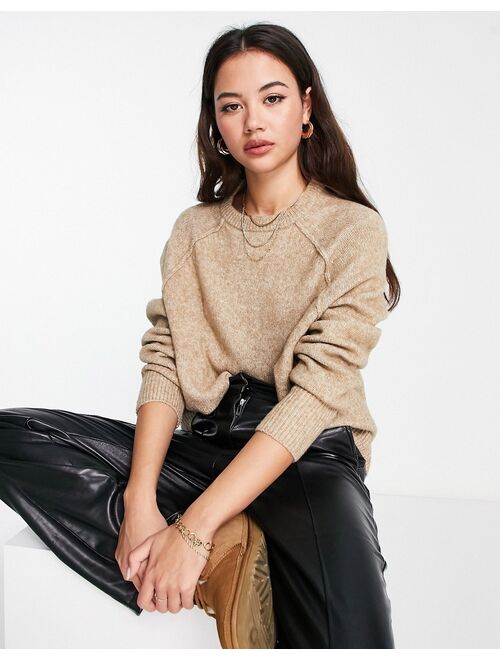 ASOS DESIGN oversized crew neck sweater in taupe