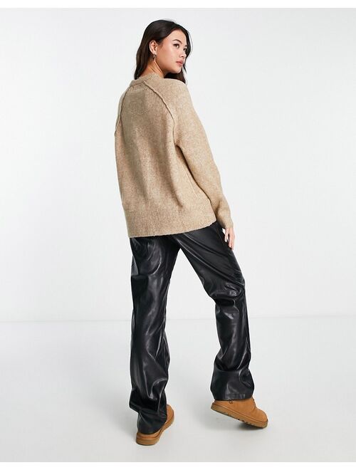 ASOS DESIGN oversized crew neck sweater in taupe