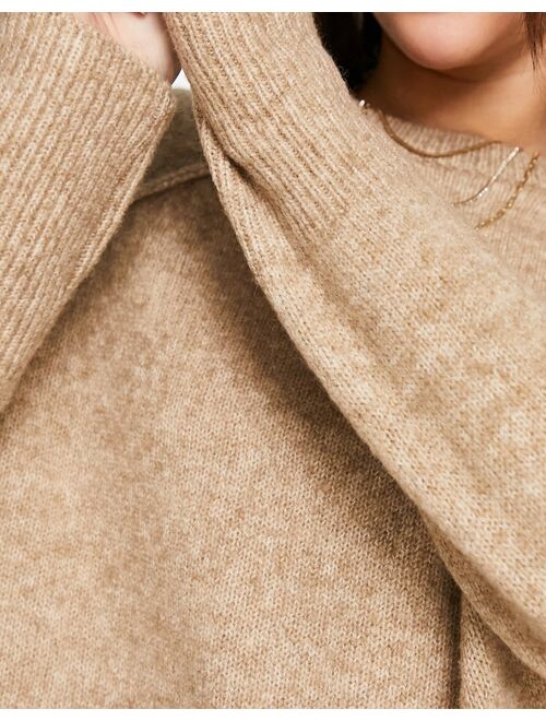 ASOS DESIGN oversized crew neck sweater in taupe