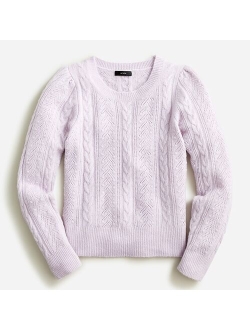 Pointelle cable-knit crewneck sweater