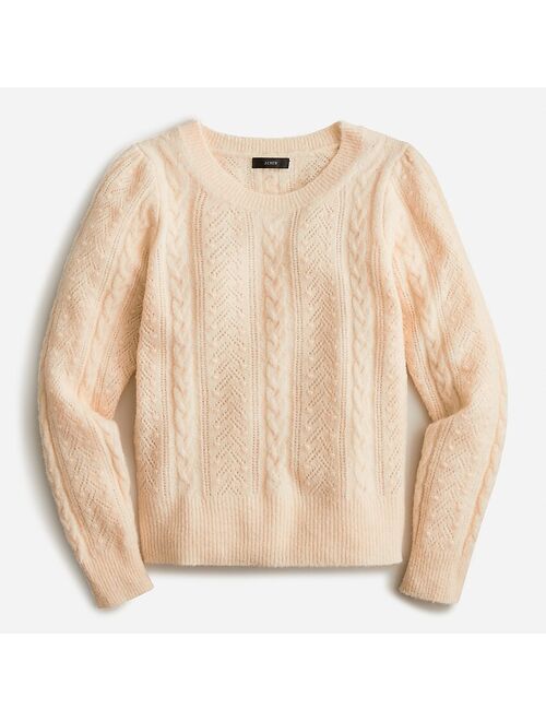 J.Crew Pointelle cable-knit crewneck sweater