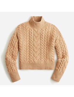 Cashmere cropped cable-knit turtleneck sweater