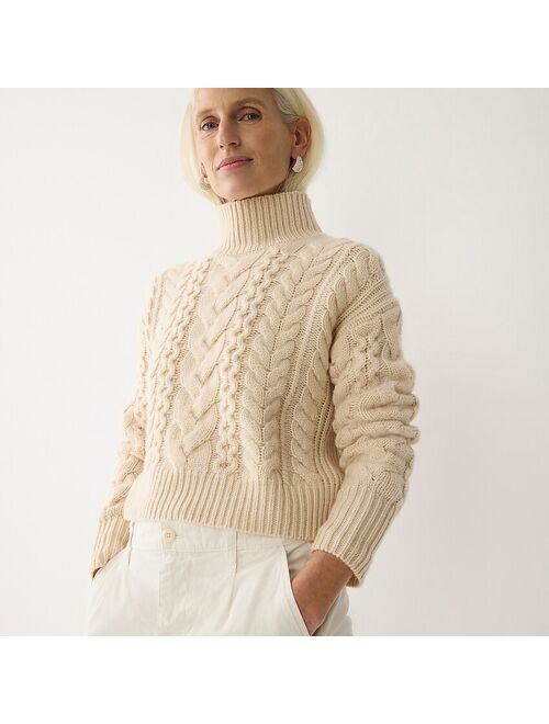 J.Crew Cashmere cropped cable-knit turtleneck sweater