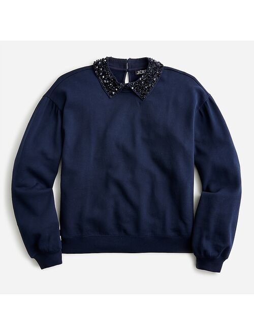 J.Crew Crewneck sweatshirt with crystal-embellished collar