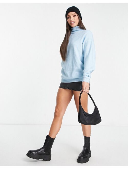 ASOS Tall ASOS DESIGN Tall longline sweater with high neck in blue