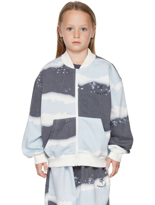 LUCKYTRY Kids Blue Wave Tie-Dye Sweatshirt