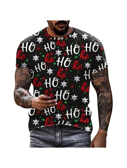 XXBR Christmas Soldier Long Sleeve T-shirts for Mens, Xmas Reindeer Tree Printed Workout Sports Athletics Party Tee Tops