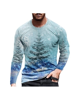 XXBR Christmas Soldier Long Sleeve T-shirts for Mens, Xmas Reindeer Tree Printed Workout Sports Athletics Party Tee Tops