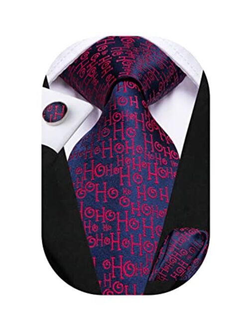 Hi-Tie Novelty Mens Christmas Ties Set Silk Woven Santa Reindeer Tree Snowflake Classic Festival Party Necktie Gift Box