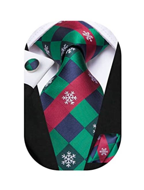 Hi-Tie Novelty Mens Christmas Ties Set Silk Woven Santa Reindeer Tree Snowflake Classic Festival Party Necktie Gift Box