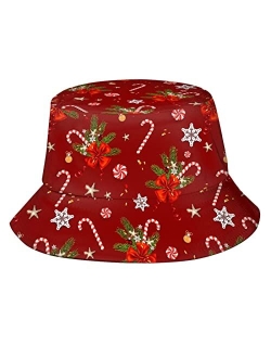 Snowflake Bucket Hat Funny Fisherman Hat Print Beach Hat Packable Outdoor Travel Hat