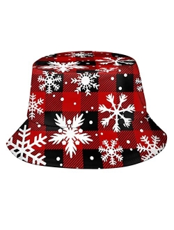 Snowflake Bucket Hat Funny Fisherman Hat Print Beach Hat Packable Outdoor Travel Hat