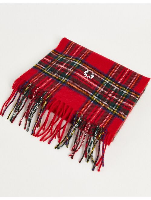 Fred Perry tartan scarf in red