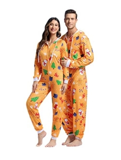 Zhitunemi Adult Onesies Pajamas For Women Christmas Pajamas For Family Christmas Pjs Matching Sets Funny Hoodie Jumpsuit