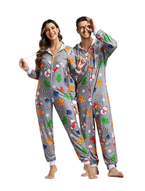 Zhitunemi Adult Onesies Pajamas For Women Christmas Pajamas For Family Christmas Pjs Matching Sets Funny Hoodie Jumpsuit