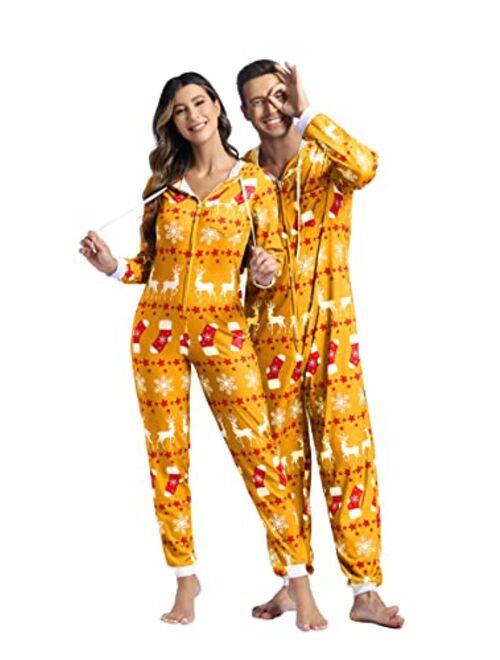 Zhitunemi Adult Onesies Pajamas For Women Christmas Pajamas For Family Christmas Pjs Matching Sets Funny Hoodie Jumpsuit