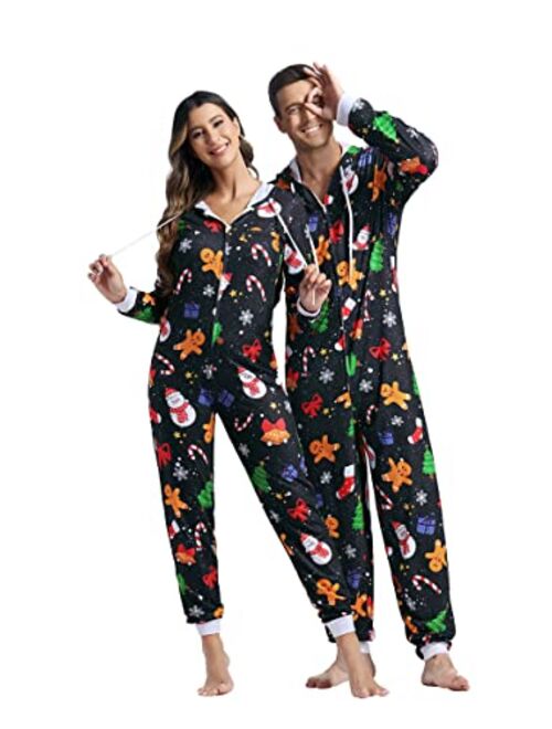 Zhitunemi Adult Onesies Pajamas For Women Christmas Pajamas For Family Christmas Pjs Matching Sets Funny Hoodie Jumpsuit