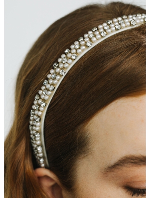 Jennifer Behr Willa pearl-crystal headband