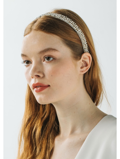 Jennifer Behr Willa pearl-crystal headband