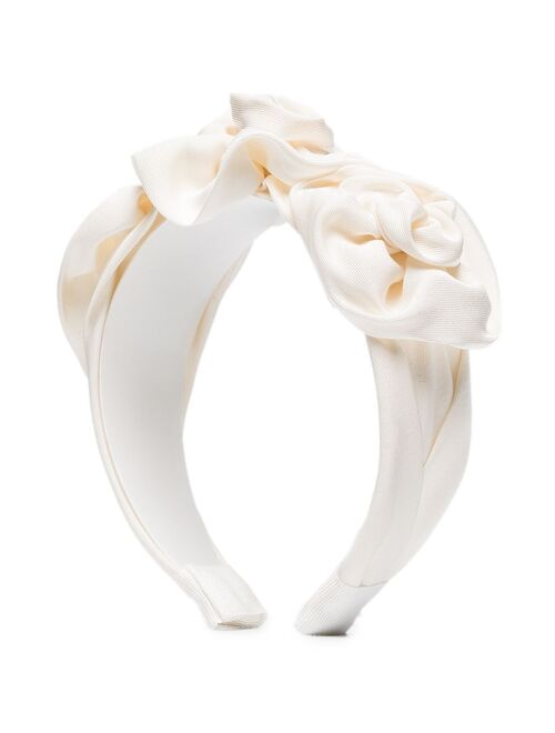 Jennifer Behr Triple Rosette silk faille headband