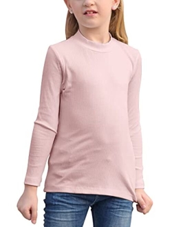 GORLYA Girl's Long Sleeve Soft Knit Mock Turtleneck Slim Fit Pullover Sweater Top for 4-14T Kids