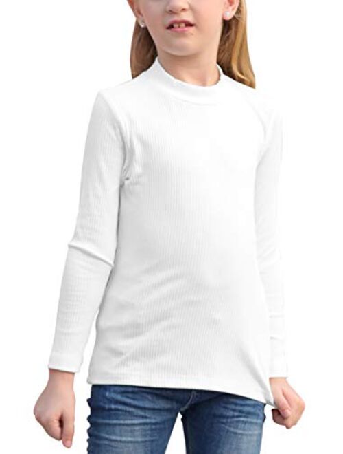 GORLYA Girl's Long Sleeve Soft Knit Mock Turtleneck Slim Fit Pullover Sweater Top for 4-14T Kids