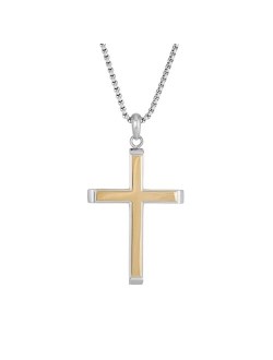 Two Tone Stainless Steel Cross Pendant Necklace