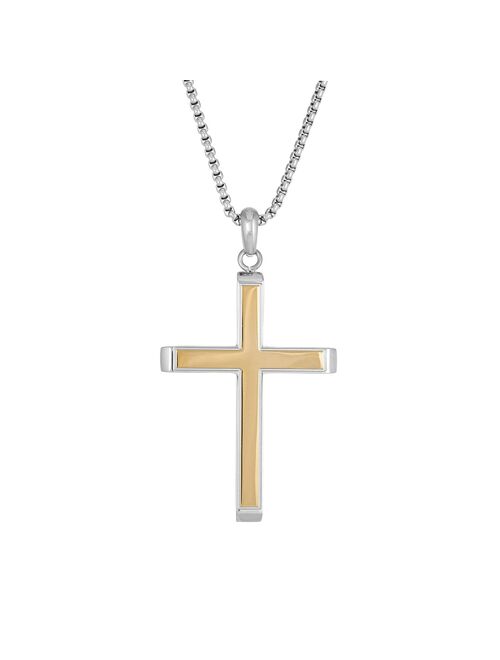 Men's LYNX Two Tone Stainless Steel Cross Pendant Necklace