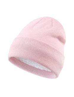 Home Prefer Toddler Boys Girls Knit Beanie Sherpa Winter Hat Beanie Cap for Kids