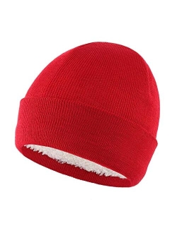 Home Prefer Toddler Boys Girls Knit Beanie Sherpa Winter Hat Beanie Cap for Kids