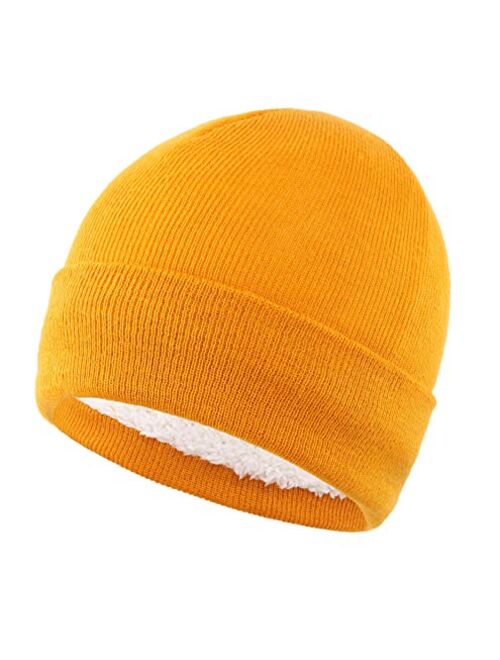 Home Prefer Toddler Boys Girls Knit Beanie Sherpa Winter Hat Beanie Cap for Kids