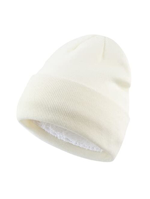 Home Prefer Toddler Boys Girls Knit Beanie Sherpa Winter Hat Beanie Cap for Kids