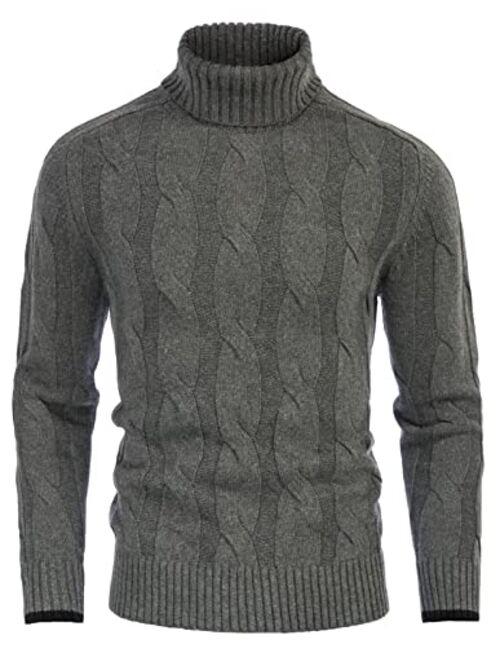 GRACE KARIN Men Turtleneck Sweater Raglan Sleeve Cable Knit Pullover Sweaters