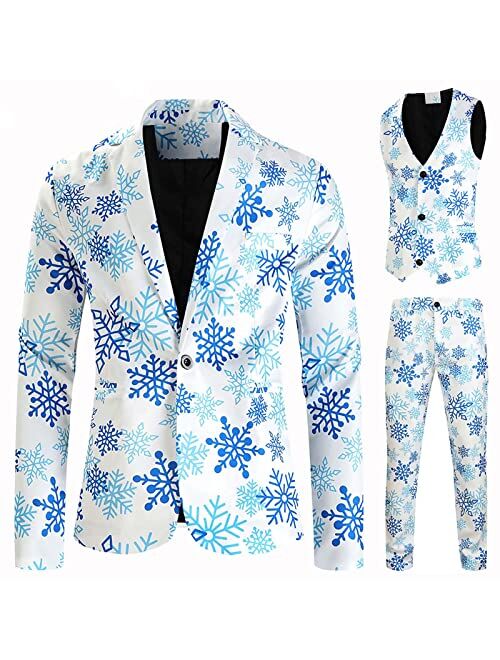 Sinzelimin Christmas Suit for Men's Fashion Blazer Jacket Pants Two Pieces Set Shawl Lapel Long Sleeve Coat Trouse Outfits