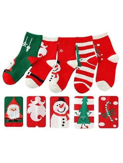 Toiwrudo 5 Pairs of Kids Christmas Socks,16 Days of Funny Children Christmas Socks for Boys, Girls, Baby and Toddler Cotton Socks