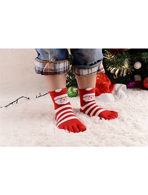 TESOON 5 Pack Girls Boys Christmas Casual Toe Socks