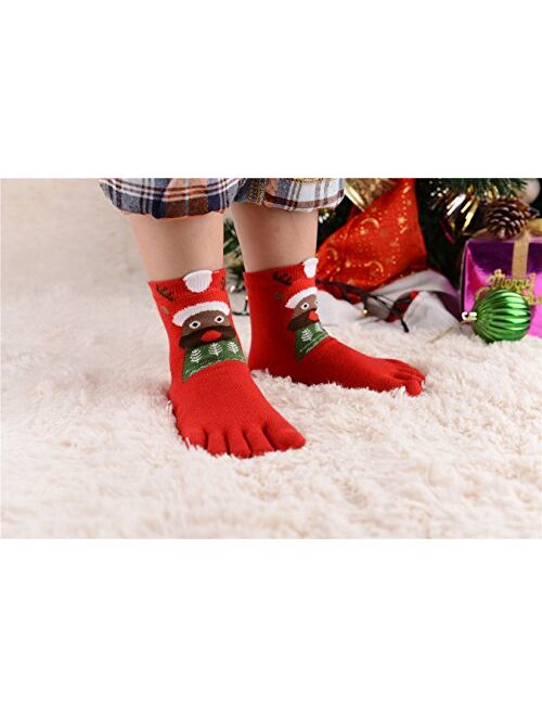 TESOON 5 Pack Girls Boys Christmas Casual Toe Socks