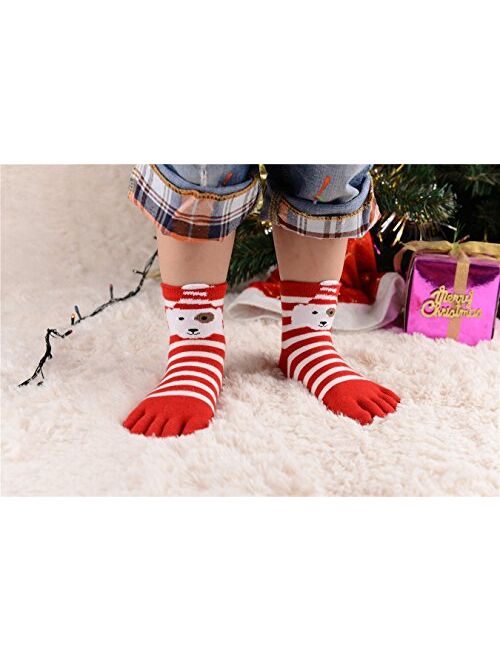 TESOON 5 Pack Girls Boys Christmas Casual Toe Socks